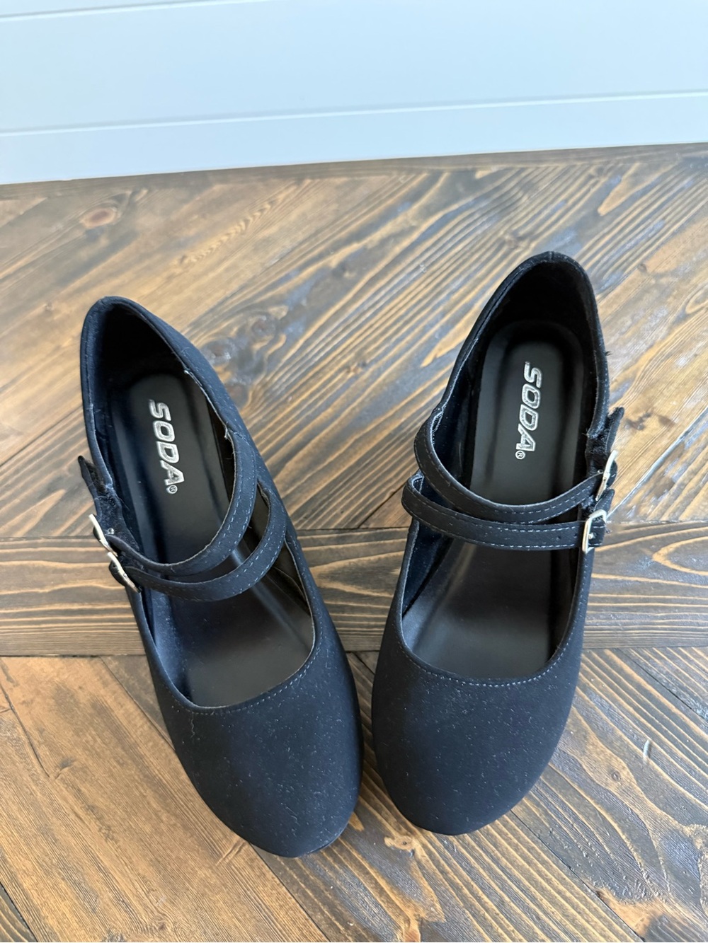 Soda Velcro Double-Strap Mary Jane Wedges